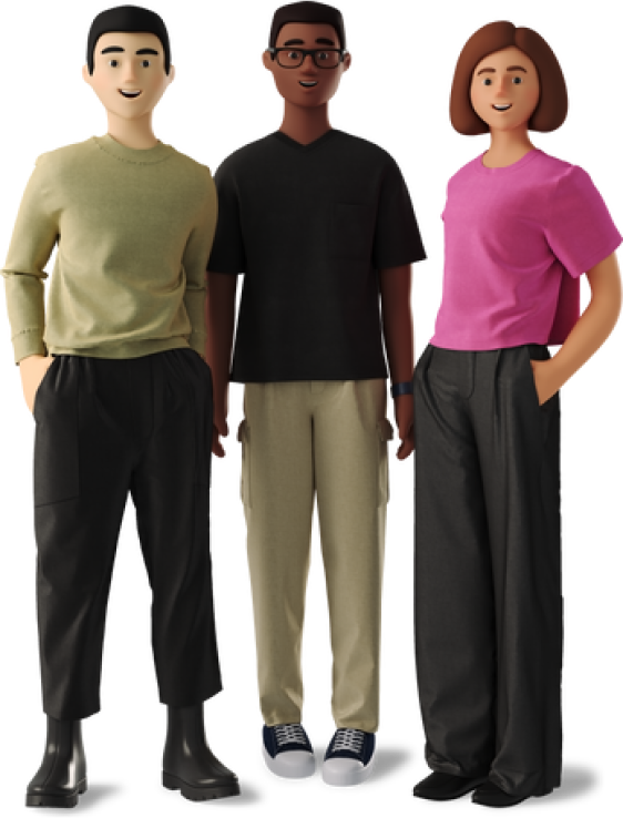 3D illustration of a diverse group of people